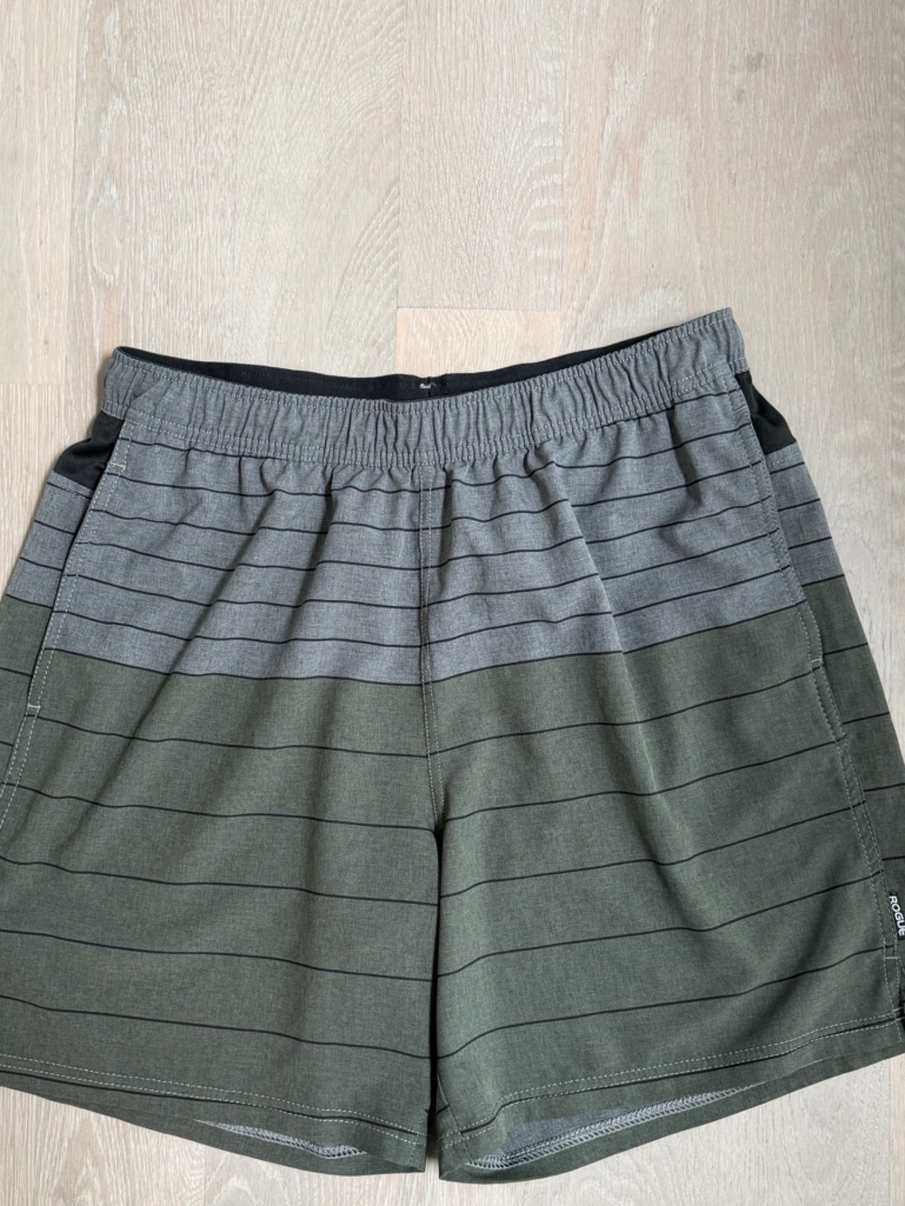 Rogue Striped Olive and Gray Athletic Shorts, GUC,XL